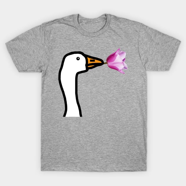 Gaming Goose Steals Flower for Game T-Shirt by ellenhenryart